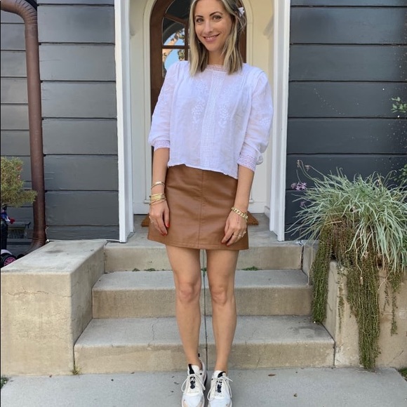 Cupcakes and Cashmere Camel Leather Mini Skirt - Picture 2 of 6